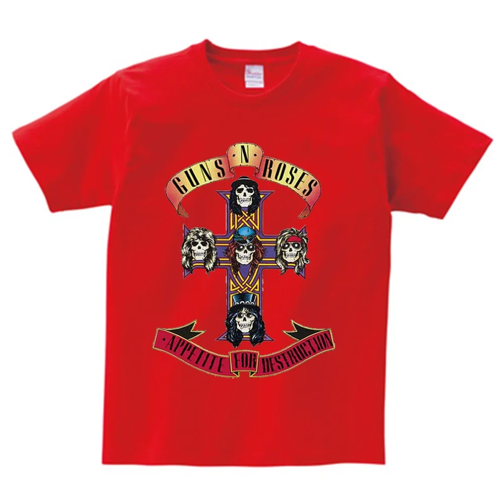 

GUNS and roses children's T-shirts white Summer Cotton Sleeve T Shirt and Rock Band Hip Hop Tshirt Guns N Roses For Boy Girl-N