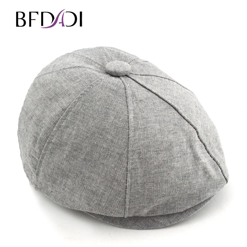 

BFDADI 2018 Comfortable Windproof Newsboy Cap For Men And Women Spring And Summer Grid Leisure Painter Hat