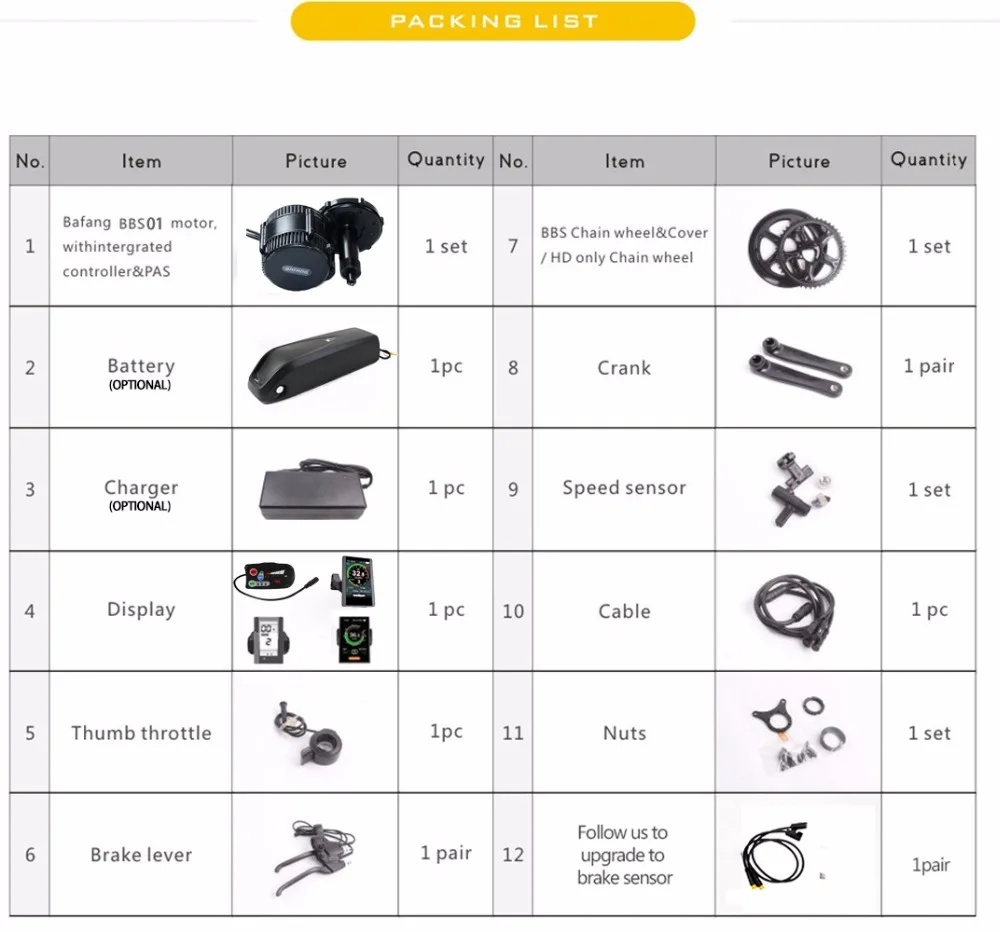 Discount New arrival Bafang 8FUN BBS01 250w/36v bafang motor BBS01B crank Motor eletric bicycles ebike kits MM G340.250 4