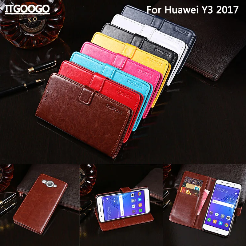 Itgoogo For Huawei Y3 2017 Case Cover Luxury Leather Flip Protective Phone Back Wallet | Мобильные телефоны и аксессуары