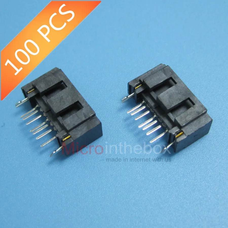 

100PCS/LOT SATA connector female 7P 7Pin DIP for computer main board IDE data cable plug pack in tube