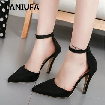 

Sexy Sandals women High heels Shoes women Suede Pointed Toe Ankle Strap Platform Thin Heels derss Party Pumps shoes Sandals #440