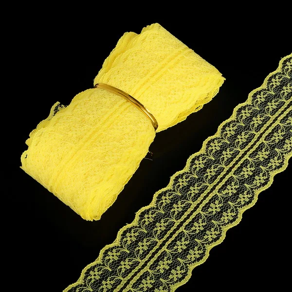 5 ярдов/партия, 19 цветов, кружево, лента, тесьма 45 мм, кружевная отделка, ткань, сделай сам, вышитая сетка, белый кружевной шнур для шитья, украшения - Цвет: Yellow