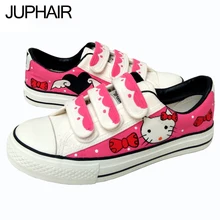 Новинка; обувь с завязками; женская парусиновая обувь для отдыха для мальчиков и девочек; ручная роспись; обувь на плоской подошве; дышащая обувь с изображением кролика, звездного кота, рыбы