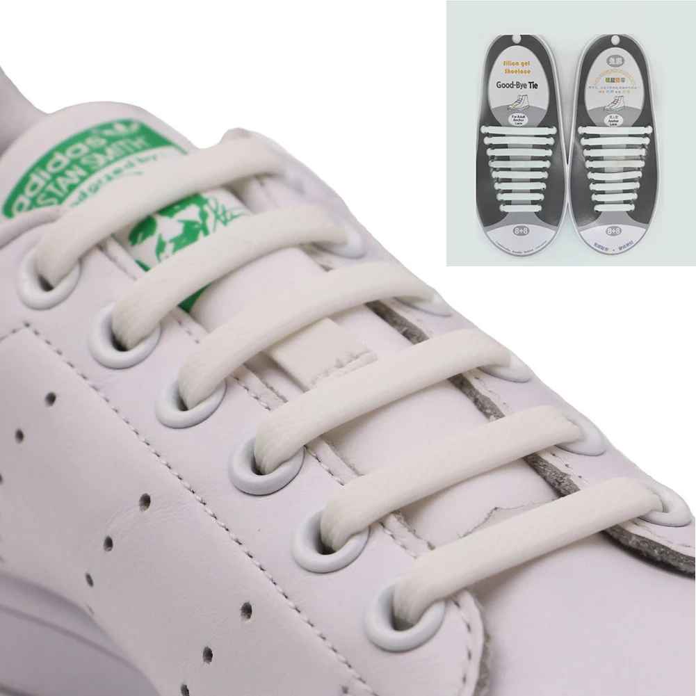 16pcs Lazy Elastic Silicone Shoelaces No Tie Running Sneakers Strings Shoe Laces Hot Shoes Accessories For Men Women New 2020