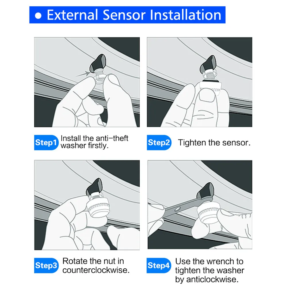 TPMS автомобильная универсальная TPMS Автомобильная беспроводная система контроля давления в шинах+ 4 колеса шины Внешний датчик сменный ЖК-аккумулятор