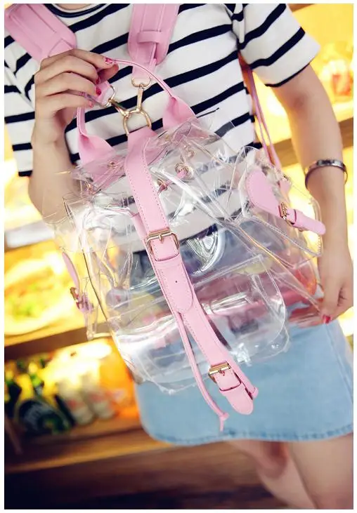 Jelly Рюкзаки Сумка новые летние прозрачные сумки Корейская версия повседневная женская обувь сумка Прозрачная Персонализированная DF473