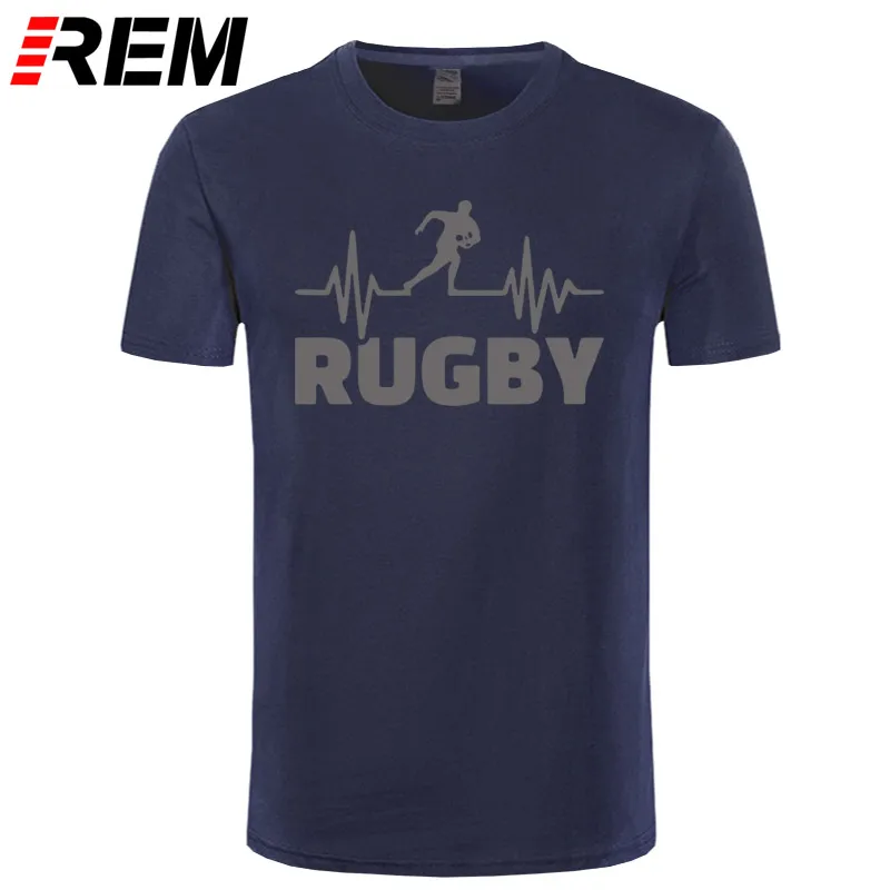 Heartbeat Of Rugbying, футболки для мужчин, летняя мода, короткий рукав, футболка, хлопок, Забавный принт, топы, спортивные мужские футболки