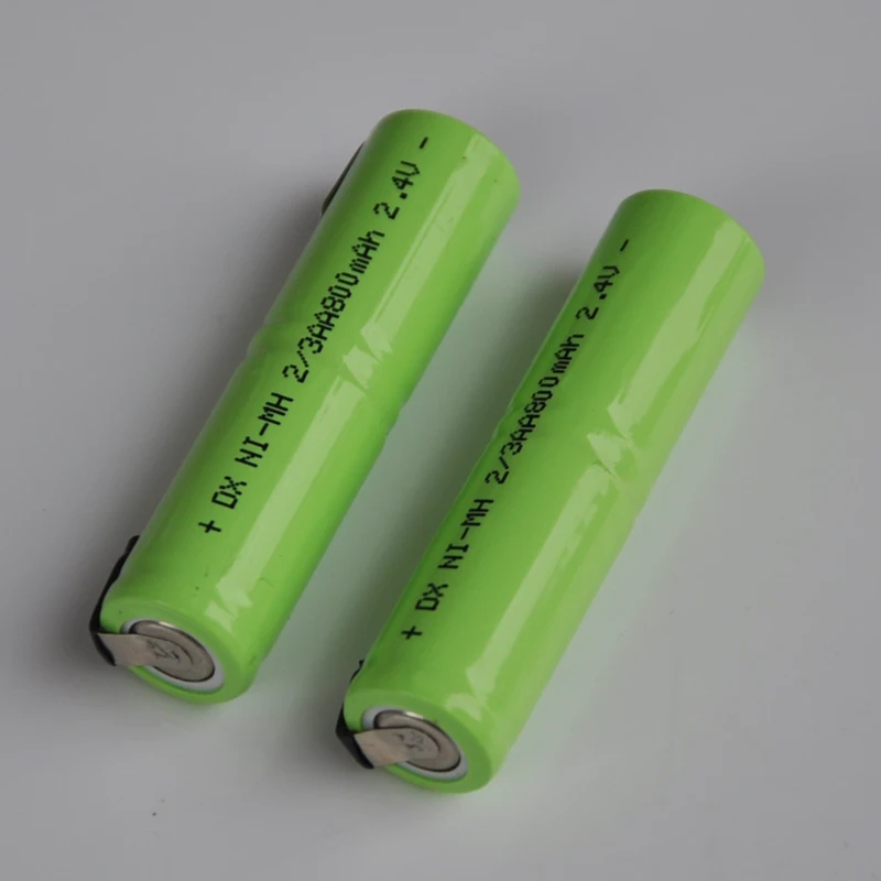 1-2 шт 2,4 в 2/3AA аккумуляторная батарея 800mah 2/3 AA Ni-MH nimh ячейка с вкладками для сварки электробритва зубная щетка