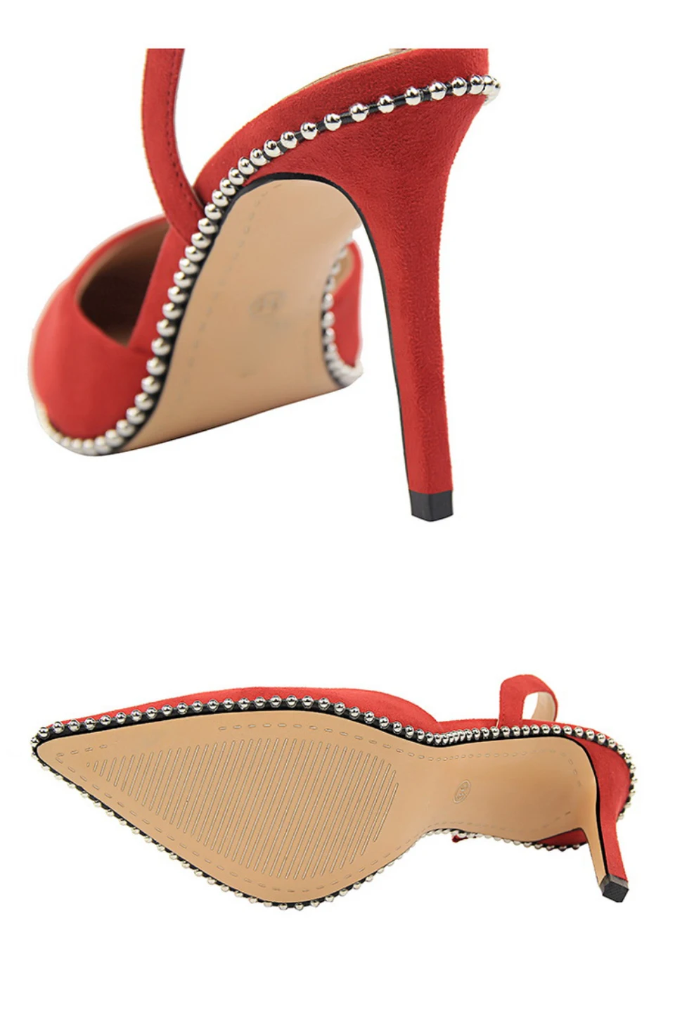 Plardin/новые женские туфли с ремешком на щиколотке, заклепками и металлическими украшениями, женские замшевые туфли-лодочки с острым носком и