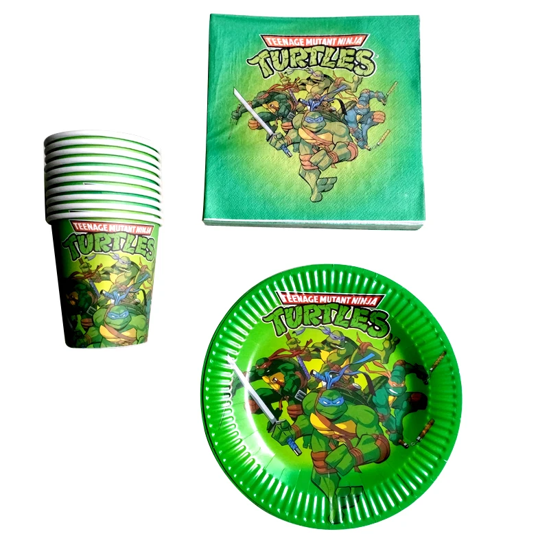 

60pc/lot Baby Shower Teenage Mutant Ninja Turtles Decorate Cups Plates Kids Favors Dishes Glass Tableware Birthday Party Napkins