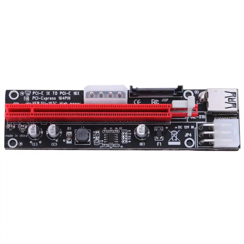 PCI E PCIE Express 1X до 16X 4pin 6 pin 15pin Расширение sata Riser Card USB3.0 адаптер кабель для ETH antminer GPU Miner