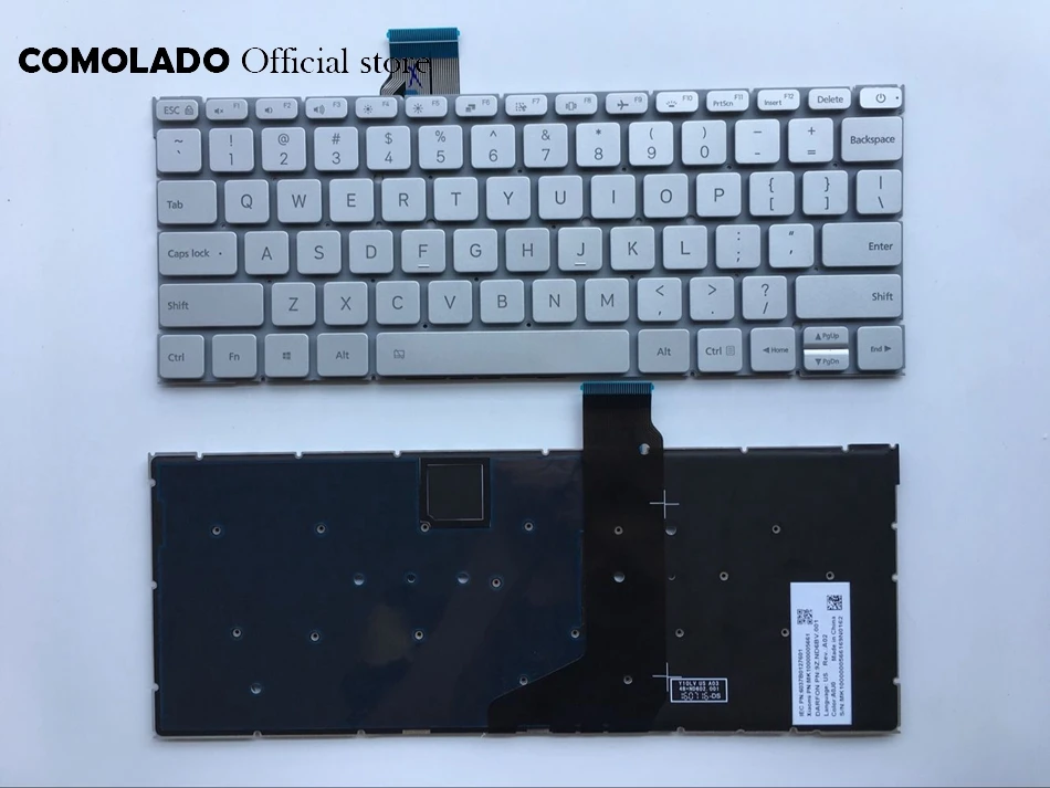 

US English For xiaomi 12.5 with backlight silver 9Z.ND6BV.001 NSK-Y10BV 01 keyboard US Layout