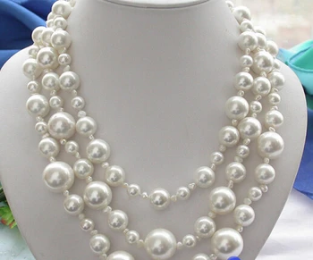 

0001504 3ROW WHITE ROUND SOUTH SEA SHELL PEARL NECKLACE (A0326)