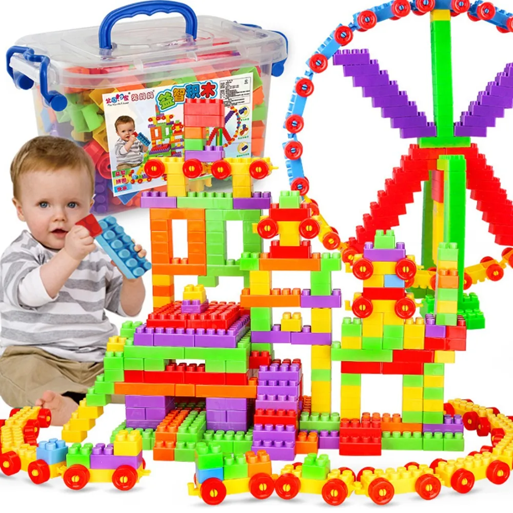 

Educational Toy Building Blocks DIY Plastic Building Blocks Toy 210 Pieces