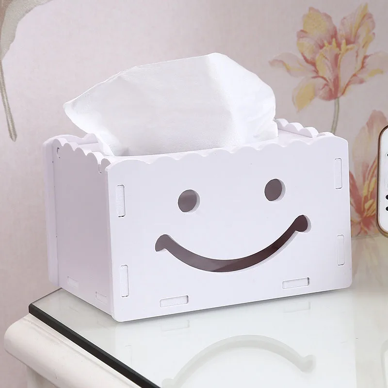 4 Colors Wooden Plastic Tissue Box Kitchen/Bedroom Desktop Waterproof