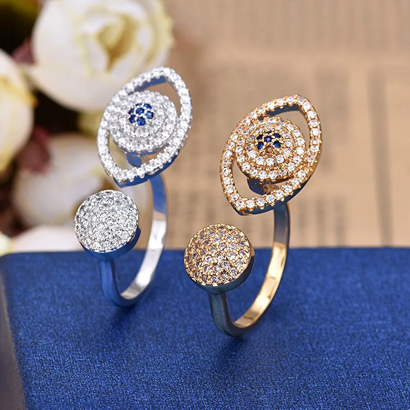 

Brand Silver Gold Colors Zircon Eyes Ring For Women Christmas Gift Whole series available ZK20