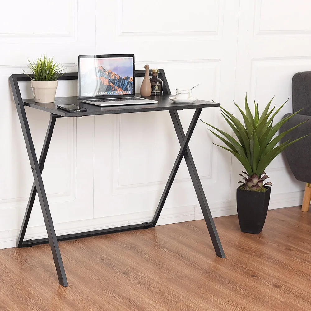 

Giantex Folding Computer Desk PC Laptop Table Study Workstation Wood Top Metal Frame New Commercial Furniture HW57479