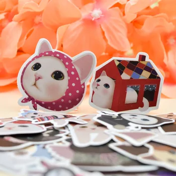 

30pcs Self-made Cute white cat stickers Scrapbooking Stickers /Decorative book Sticker /DIY Craft Photo Albums Animal sticker