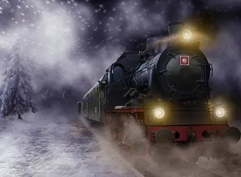 

Polar Express train winter snow backdrop Vinyl cloth High quality Computer print children kids photo studio background