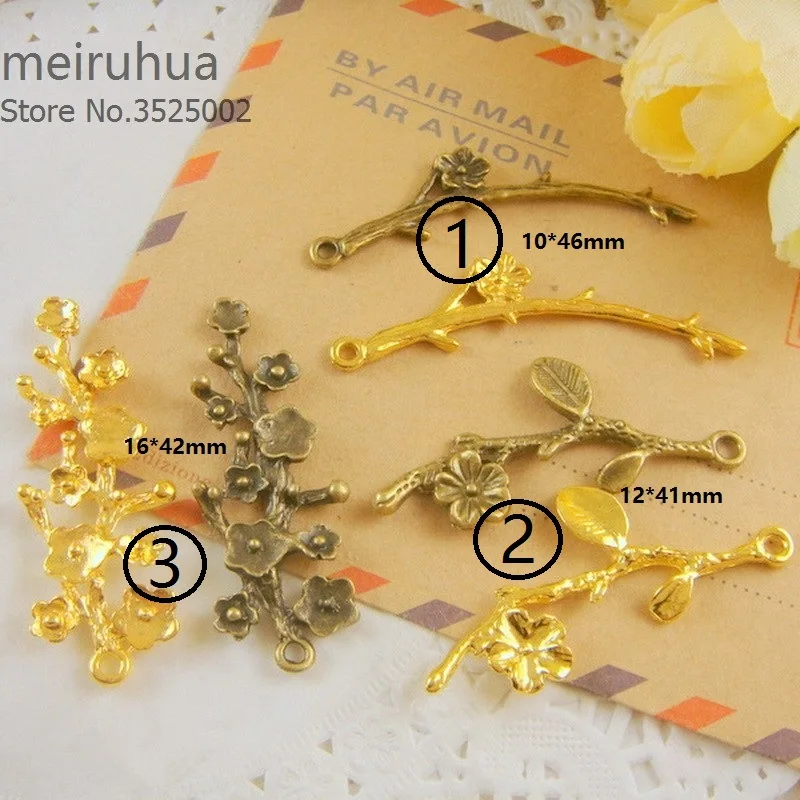 

10 pieces / lot 12*41mm Alloy Findings charm pendants Plum Branch