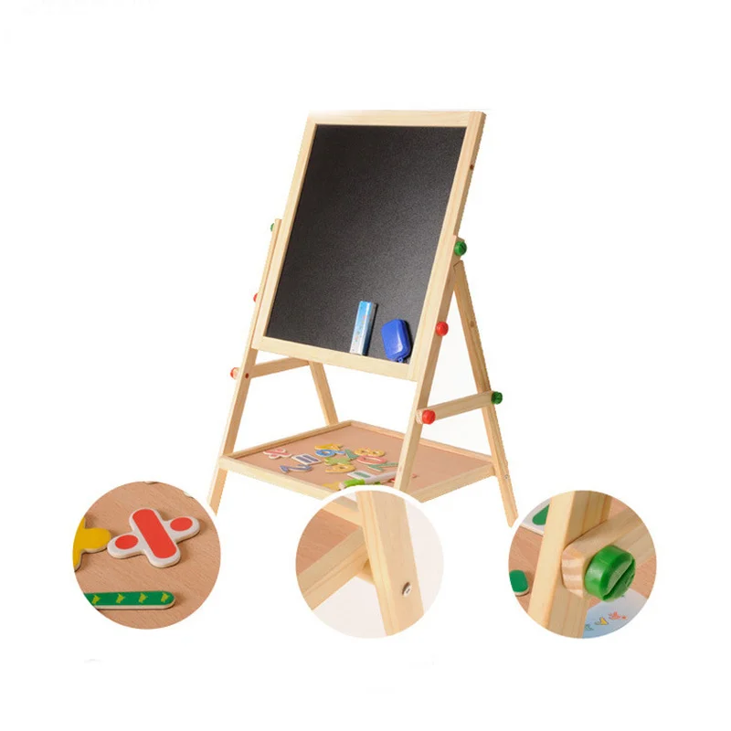 

Wooden Children's Double-sided Magnetic Blackboard Drawing Board Bracket Type Writing Board Children's Toys Gifts