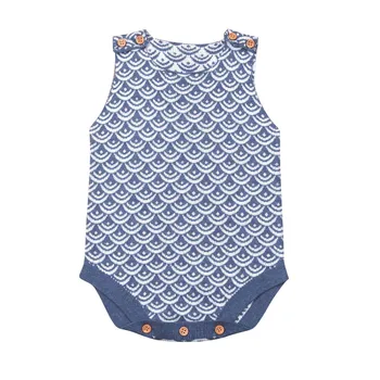 

Pudcoco Baby Boys Girls Fshion Bodysuit Knitted Fish scale Pattern Sleeveless Bodysuit Jumpsuit Clothes Outfits 0-18M