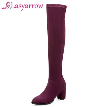 

Lasyarrow Autumn Winter Women Boots for Women High Heels Women Long Boots Round Sexy Shoes 2018 Female Boot Big Size 34-43 F165