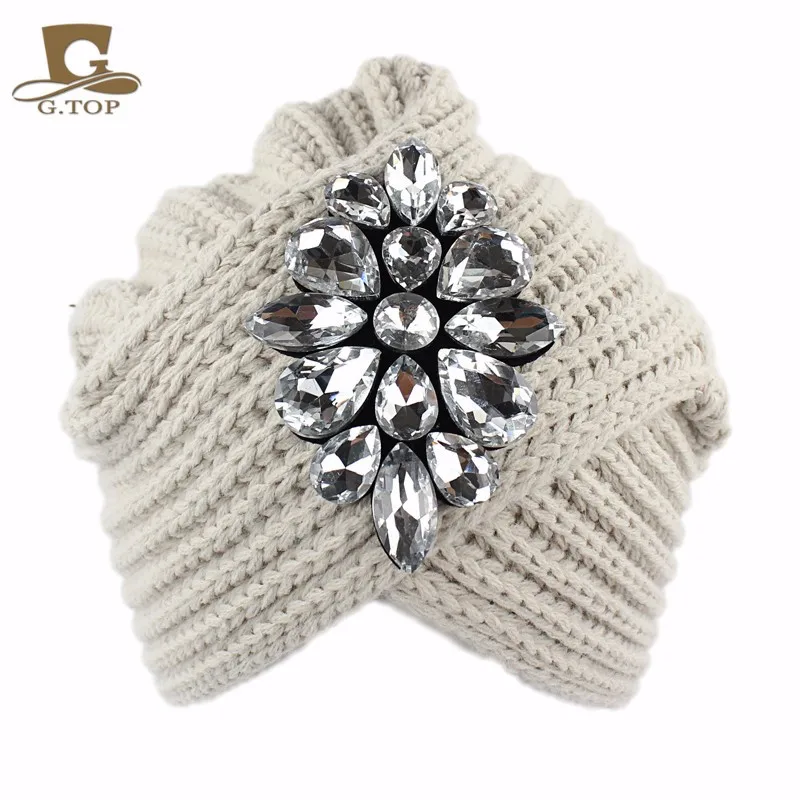 Новая модная зимняя одежда, Bling Beanie шляпа Стразы вязаная чалма Скалли Кепки