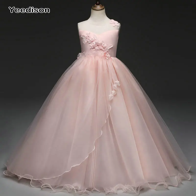 

Yeedison Cute Princess Dress Wedding Girl Sleeveless Flower Girl Dresses for Weddings O Neck Girl Party Dress Kids Clothing