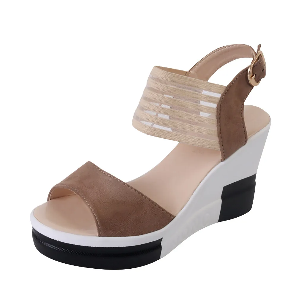 

SAGACE Women Roman Buckle Waterproof Platform Super High Heel Fish Mouth Wedge Sandals Sexy High Quality Sandals Ladies Shoes