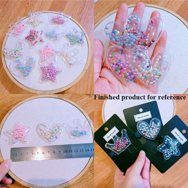 

3pcs/lot Multi Style Transparent Pearl bead inside Patches Appliques for Children clip and DIY Hair Clip Accessories