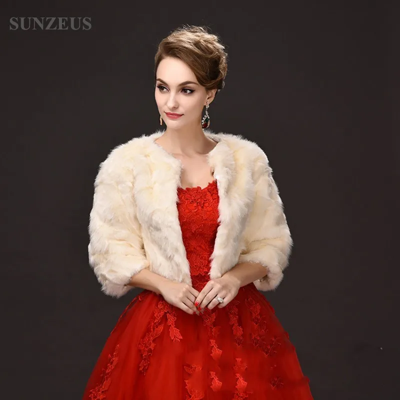 Buy Champagne Faux Fur Girls Party Dress Jacket Three