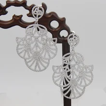 Aaa + Cubic Zirconia elegante de La Vendimia Larga Nupcial Cristalino Grande Pendientes De La Joyería de La Boda Aretes WE111