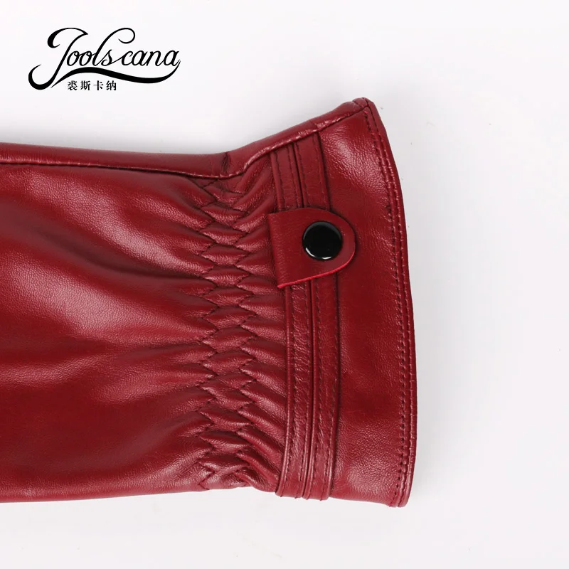 Joolscana зимние перчатки женские кожаные перчатки с сенсорным экраном импортировано из Италии настоящие перчатки из овчины модные теплые 2018new