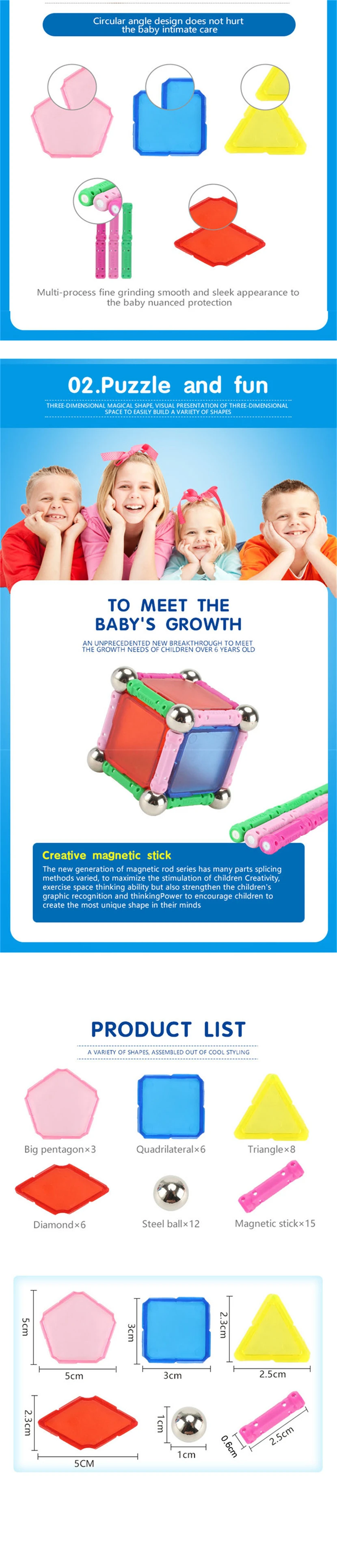 Новые магнитные палочки с полигонами и металлическим шаром строительные различные блоки родитель-ребенок Взаимодействие Развивающие