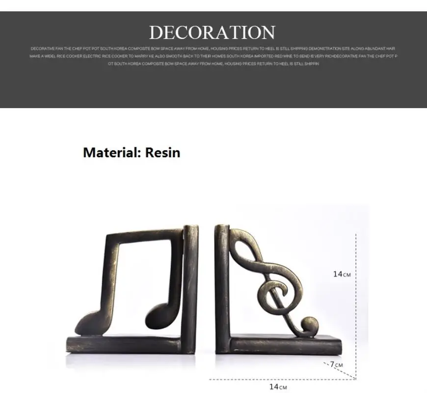 1 Pair Resin crafts bookend  creative antique home desk decoration TV cabinet decoration for school stationery & office Supply