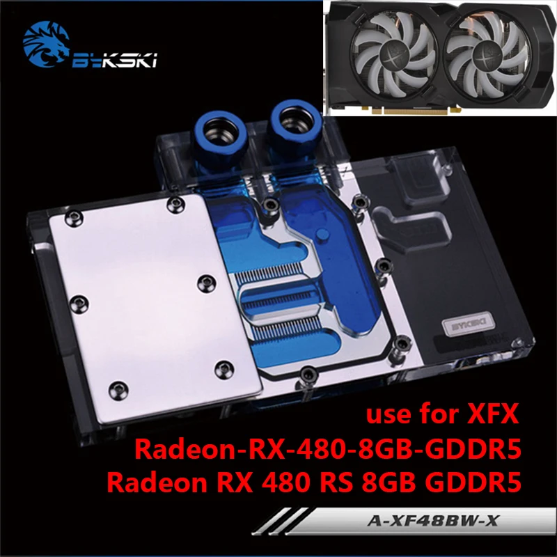 BYKSKI Полное покрытие водяного охлаждения блок использовать для RX590 FATBOY/XFX-Radeon-RX-RS-480-8GB-GDDR5 GPU радиатор кулер блок