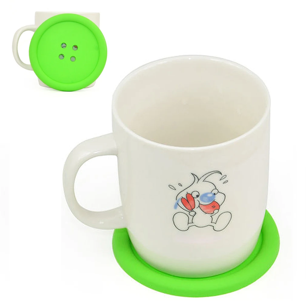 Big Button Silicone Coaster Retro Drinks Placemat Greenin Mats & Pads