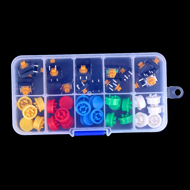 25pcs/pack 12*12*7.3MM Micro Switch Button + Tact Cap  Smart Electronics Tactile Push Button Switch Momentary