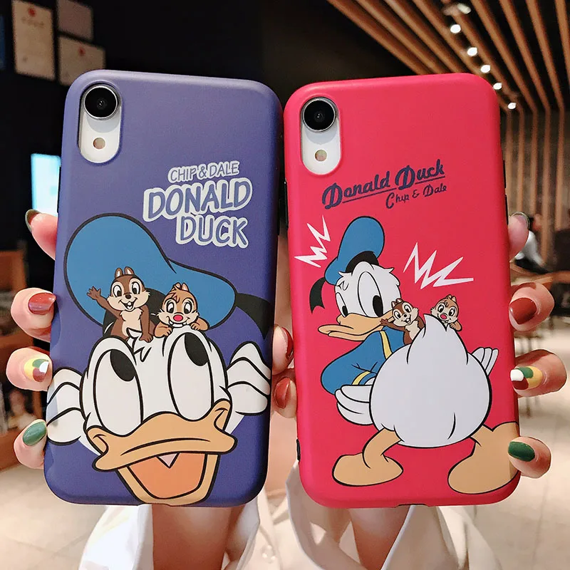 

Cute Donald Duck squirrel Phone Case For iphone8 Case IMD matte Soft TPU Back Cover For iphone 6 6S 8 Plus X XS XR cover Coque