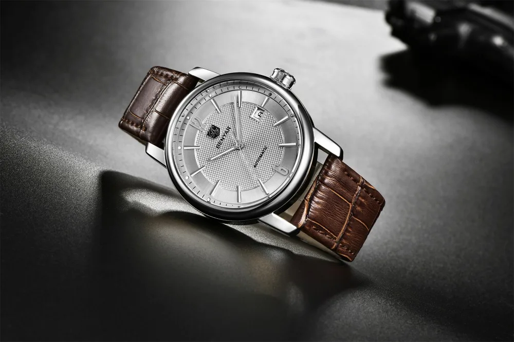BENYAR 2020 New Fashion Top Luxury Brand Leather Watch Automatic Men Wristwatch Men Mechanical Steel Watches Relogio Masculino