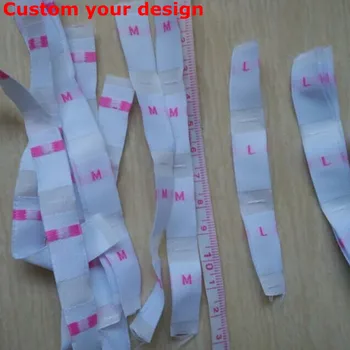 

1.2 cm*3 cm Custom Pink woven sweater size label Garment Flag labels 5 sizes/lot MZ-4149