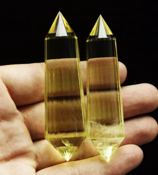 

2pcs 24 sided VOGEL Style Natural citrine QUARTZ CRYSTAL DT wand POINT