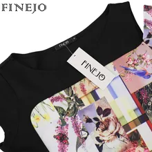 FINEJO 3D Print Flora 3XL Plus Size Women Dress Fashion Patchwork Pencil Dresses Sexy Summer Short Sleeve Off Shoulder Vestidos