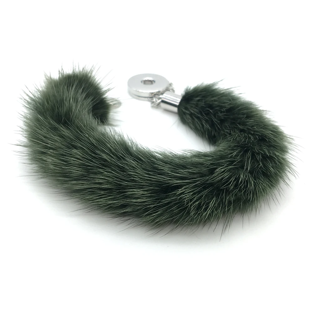 

2018 Cute Snap Button Jewelry Personality Bangle mink Fur Snap Button Bracelet For Women Jewelry Cute Girls Gift