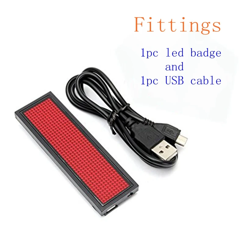 1pc LED Name Badge Reuseable Name Tag Rechargeable LED Business Card Screen with 44x11 Pixels USB Programming Digital (27)