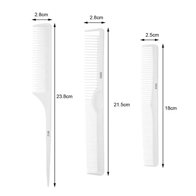 Профессиональный 3 шт. расчески для волос комплект белый парикмахерская расческа щетки Антистатическая Расческа для укладки волос набор инструментов для парикмахерских салонов