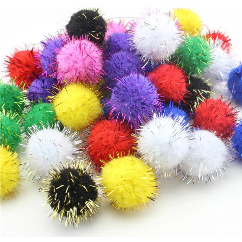 

CCINEE 10/15/20/25mm Glitter Polypropylene Mini Fluffy Soft Pom Poms Pompoms Ball Handmade Kids Toys DIY Craft Supplies