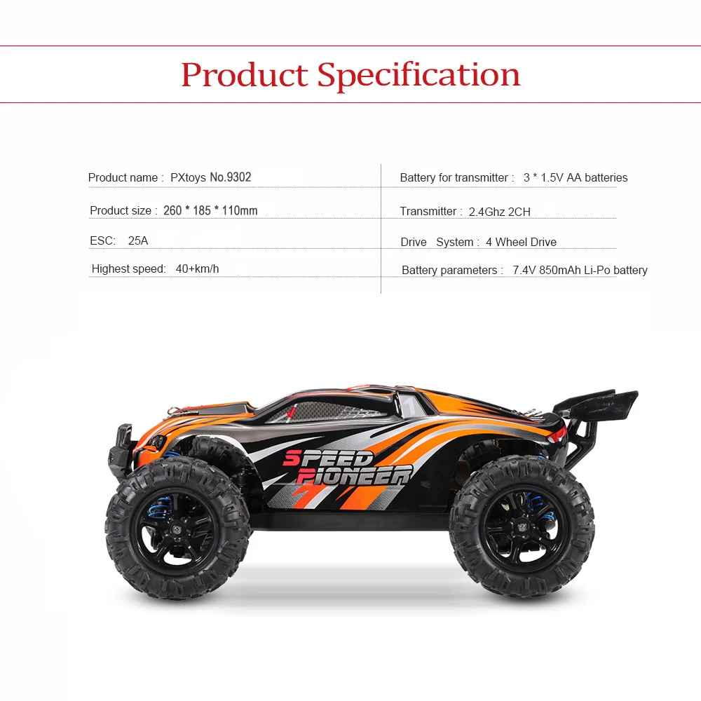 4WD внедорожных RC автомобиля PXtoys № 9302 Скорость для Pioneer 1/18 2,4 ГГц Truggy Высокая Скорость скоростного радиоуправляемого автомобиля РТР дистанционного управления